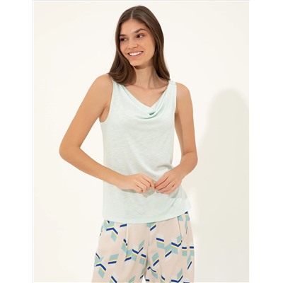Açık Mavi Slim Fit Kolsuz Tişört