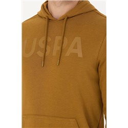 Erkek Açık Haki Kapüşonlu Basic Sweatshirt