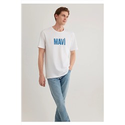 Mavi Logo Baskılı Beyaz Tişört Regular Fit / Normal Kesim 066842-620