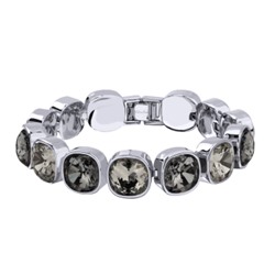 Браслет Триумф (кристаллы SW серые, темно-серые 10мм; покрытие родий) 17-20см, Есть комплект