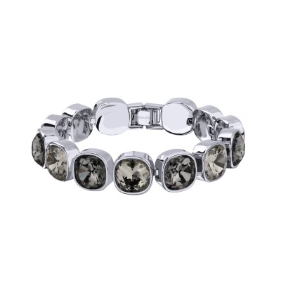 Браслет Триумф (кристаллы SW серые, темно-серые 10мм; покрытие родий) 17-20см, Есть комплект