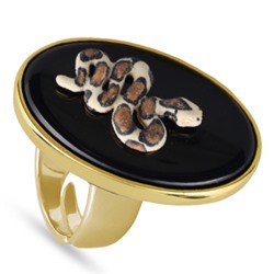 Кольцо Змея (эмаль коричневая, бежевая; покрытие золото), Есть комплект