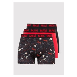 Mavi 3lü Baskılı Boxer 0911873-900