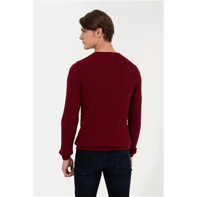 Erkek Bordo Basic Kazak