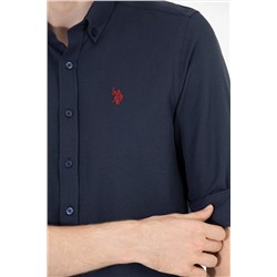 Erkek Lacivert Uzun Kollu Basic Gömlek