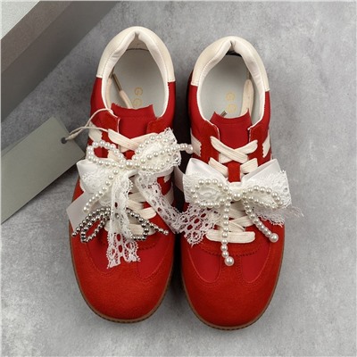 Немецкая спортивная обувь GG-C*C с кружевным и жемчужным бантом