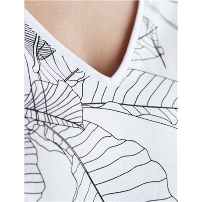 Свободная футболка с V-вырезом и цельнокроеным рукавом из 100% хлопка с принтом