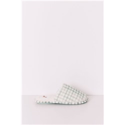 Zapatillas casa borreguito cuadros verdes