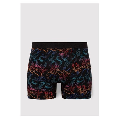 Mavi Baskılı Siyah Boxer 0911374-900