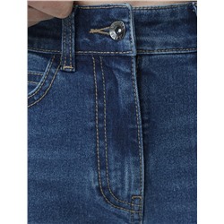 Джинсы прямые с декоративной стиркой из эластичного плотного денима