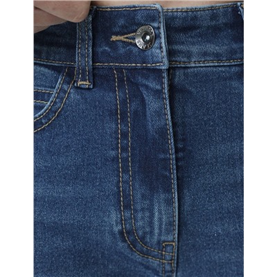 Джинсы прямые с декоративной стиркой из эластичного плотного денима