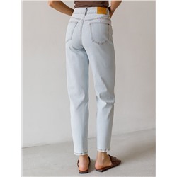 Джинсы мом фит из эластичного плотного денима