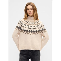 Relaxed Fair Isle Mockneck Sweater