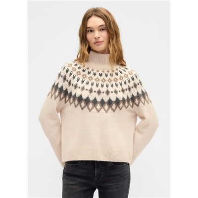 Relaxed Fair Isle Mockneck Sweater