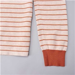 Вязаный кардиган-поло в контрастную полоску с воротником-стойкой