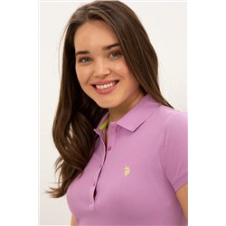 Kadın Eflatun Basic Polo Yaka Tişört