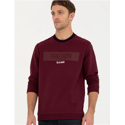 Bordo Regular Fit Bisiklet Yaka Sweatshirt