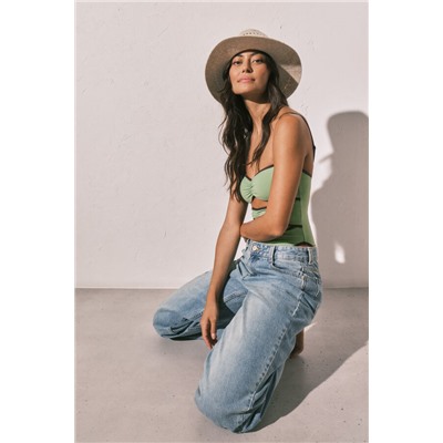 Sombrero efecto rafia beige