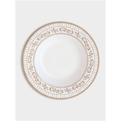 Тарелка суповая, 21,5 см, фарфор P, белая, с золотистым орнаментом, Golden