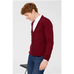 Erkek Bordo Basic Triko Hırka