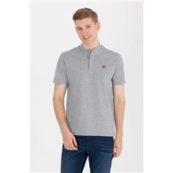 Erkek Gri Melanj Hakim Yaka Tişört