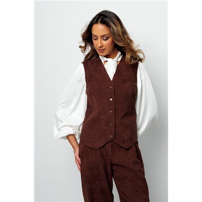 Костюм брючный вельветовый с жилеткой 399BRN