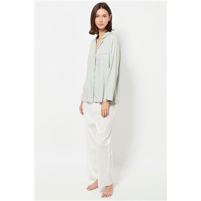Pantalón de pijama cintura alta - Blanco
