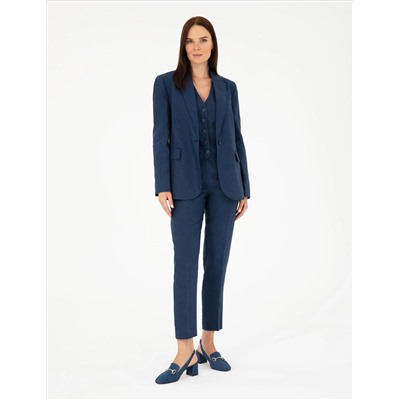 Lacivert Regular Fit Keten Ceket