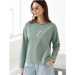 Лонгслив с принтом из премиального хлопка с эластаном