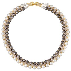 Колье Вальс (Майорка 7мм белая, темно-серая; покрытие золото) 45см, Есть комплект