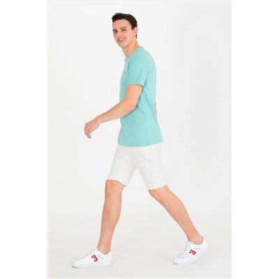 Erkek Mint Basic Bisiklet Yaka Tişört