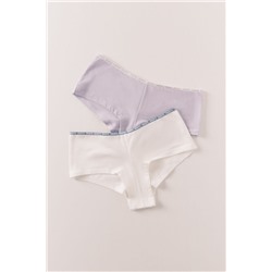 Pack 2 bragas bóxer morado y blanco