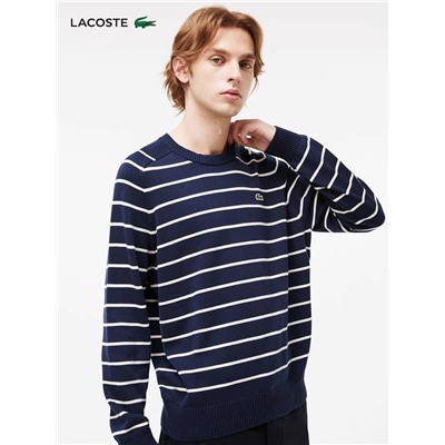 Трикотажный мужской пуловер в полоску ЛАКОСТ*Е