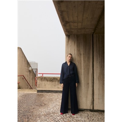 Jeans wideleg tiro alto rinse wash