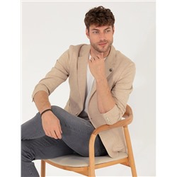 Bej Ekstra Slim Fit Blazer Ceket
