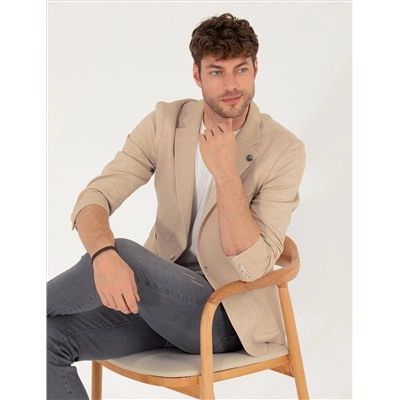 Bej Ekstra Slim Fit Blazer Ceket