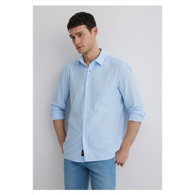 Mavi Çizgili Mavi Gömlek Slim Fit / Dar Kesim 0211404-89506