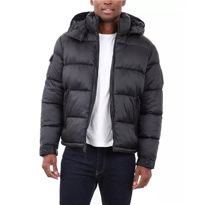 Michael Kors Men's Heavyweight Metallic Finish Hooded Puffer Jacket
