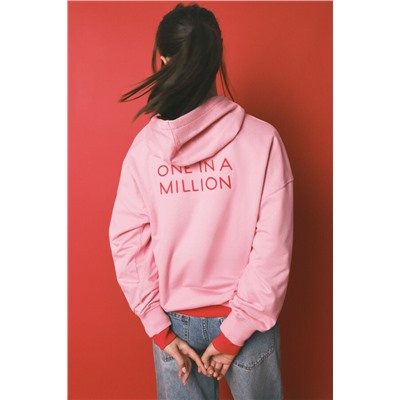 Sudadera capucha felpa algodón rosa