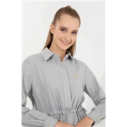 Kadın Gri Melanj Dokuma Elbise