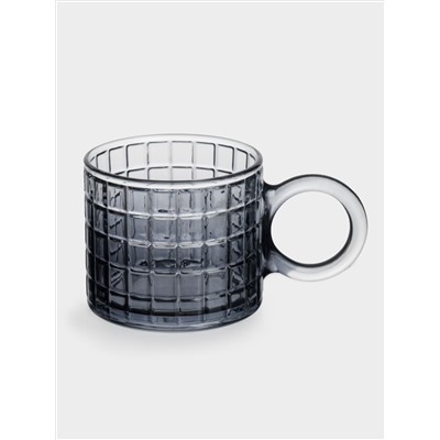 Кружка, 300 мл, стекло Р, серая, Квадраты