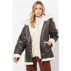 Chaqueta con capucha - Marrón oscuro