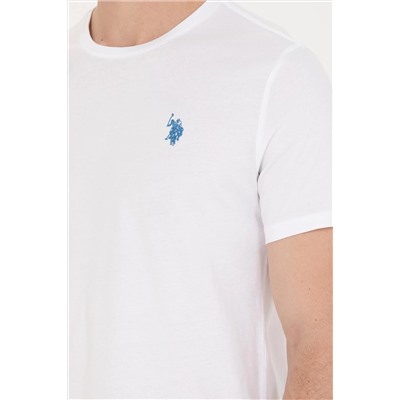 Erkek Beyaz Bisiklet Yaka Tişört