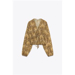 PRINTED BLOUSE WITH TIED DETAILS