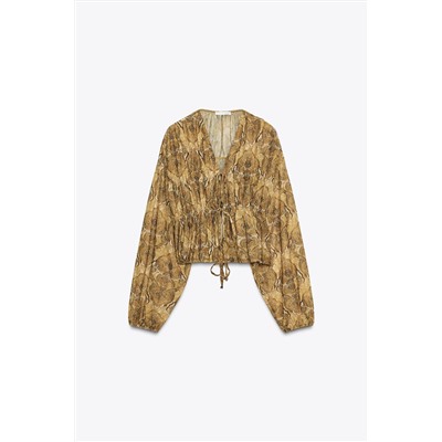 PRINTED BLOUSE WITH TIED DETAILS