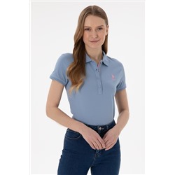 Kadın Mavi Basic Polo Yaka Tişört