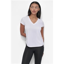RUCHED TECH-MESH PERFORMANCE TEE