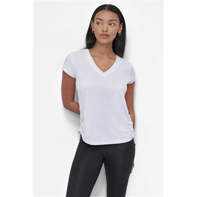 RUCHED TECH-MESH PERFORMANCE TEE