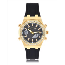LADIES BLACK AND GOLD EMBELLISHED ANA DIGI WATCH