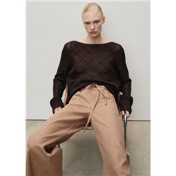 Jeans wideleg rayas tiro bajo cinturón